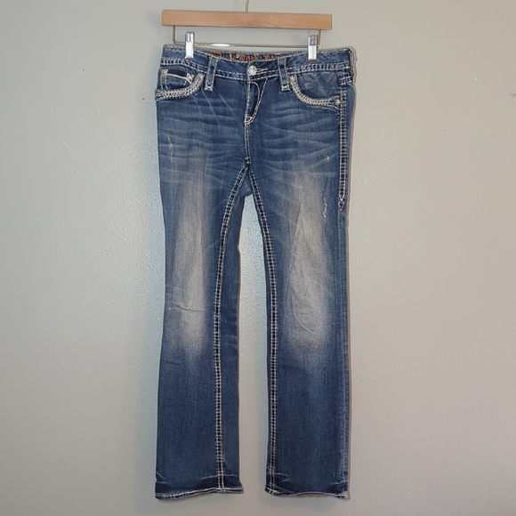 Rock‎ Revival Etty Easy Boot Stretch Embroidered Jeweled Jean l Size 27 - Picture 1 of 8